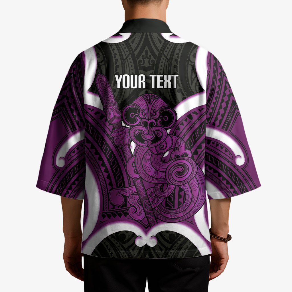 Waiporoporo Aotearoa Atua Tumatauenga Personalised Kimono Maori God Of War Tiki With Taiaha LT14 - Polynesian Pride