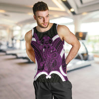 Waiporoporo Aotearoa Atua Tumatauenga Personalised Men Tank Top Maori God Of War Tiki With Taiaha LT14 Purple - Polynesian Pride