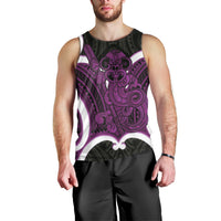 Waiporoporo Aotearoa Atua Tumatauenga Personalised Men Tank Top Maori God Of War Tiki With Taiaha LT14 - Polynesian Pride