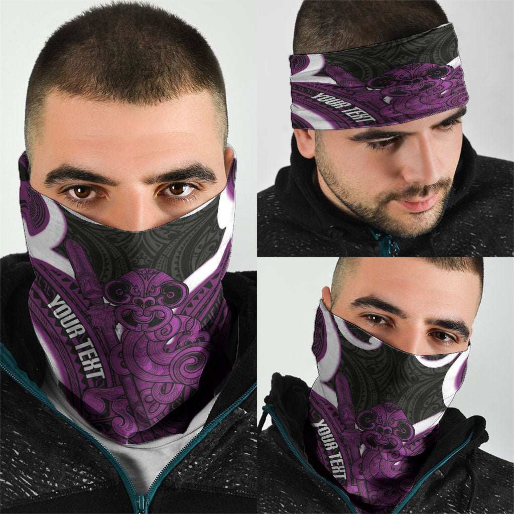 Waiporoporo Aotearoa Atua Tumatauenga Personalised Neck Gaiter Maori God Of War Tiki With Taiaha LT14 - Polynesian Pride