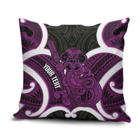 Waiporoporo Aotearoa Atua Tumatauenga Personalised Pillow Cover Maori God Of War Tiki With Taiaha LT14 Purple - Polynesian Pride