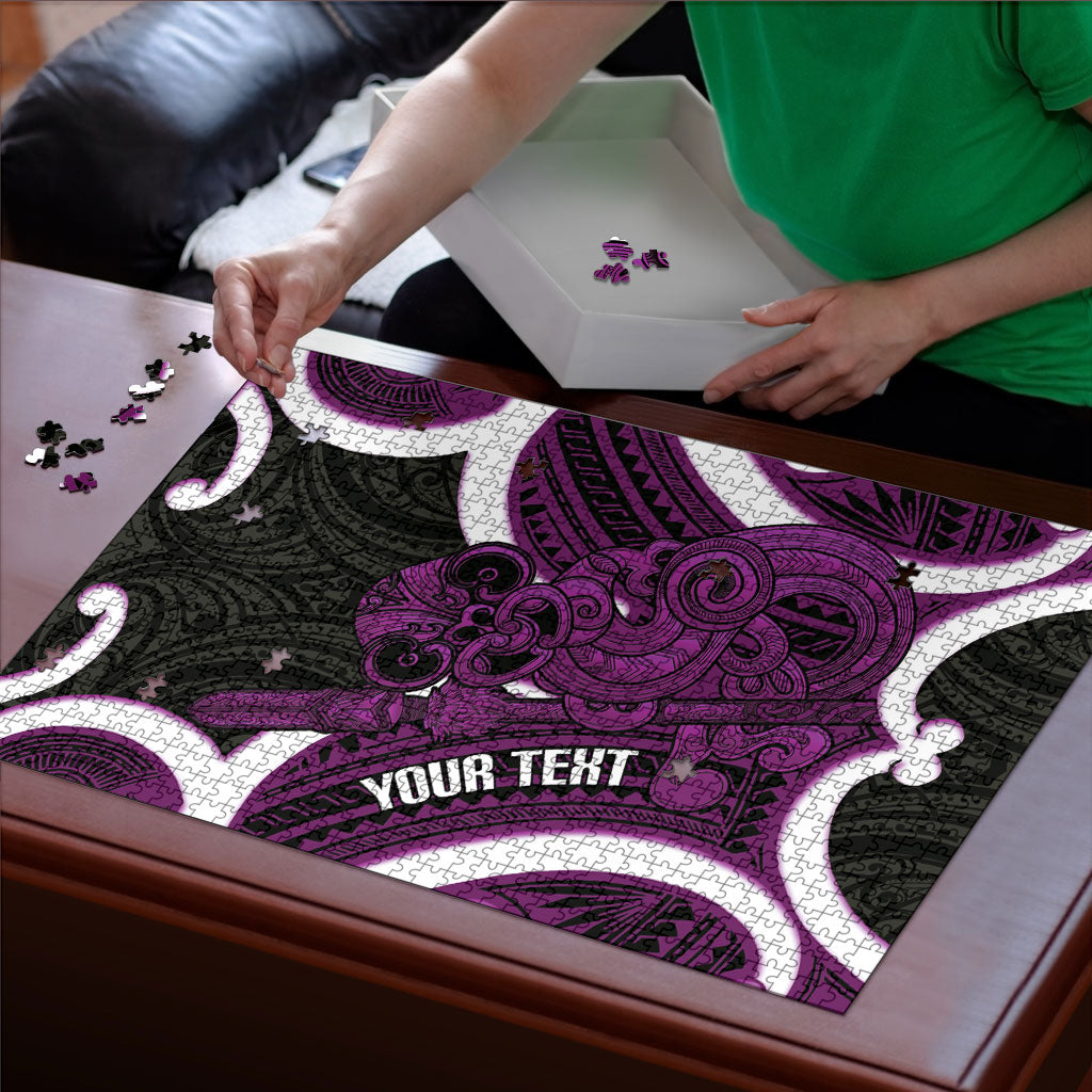 Waiporoporo Aotearoa Atua Tumatauenga Personalised Puzzle Maori God Of War Tiki With Taiaha LT14 - Polynesian Pride