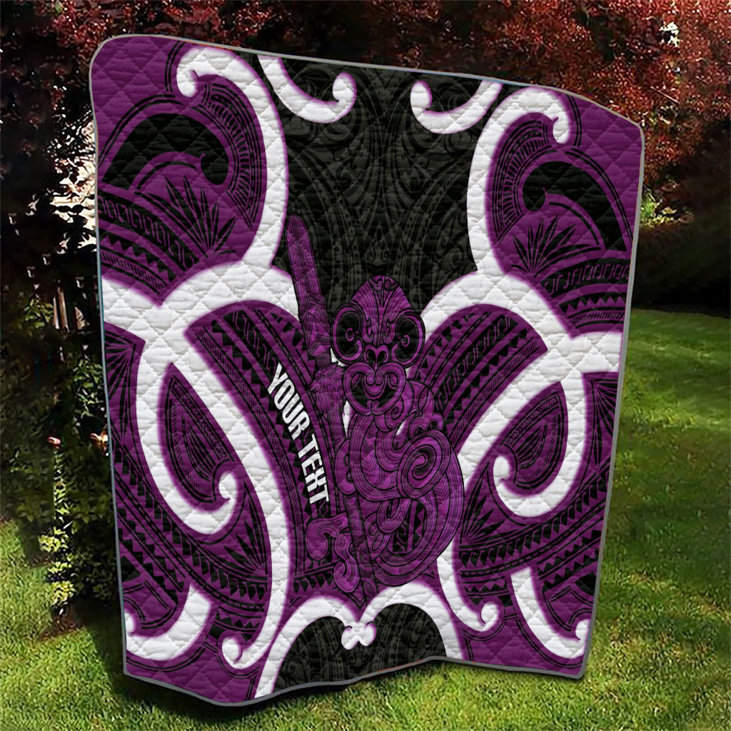 Waiporoporo Aotearoa Atua Tumatauenga Personalised Quilt Maori God Of War Tiki With Taiaha LT14 - Polynesian Pride