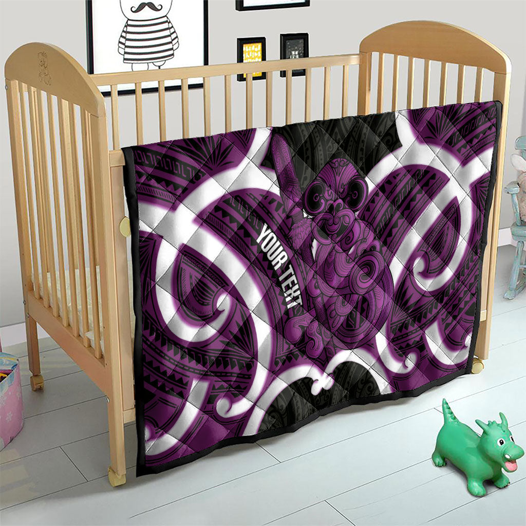 Waiporoporo Aotearoa Atua Tumatauenga Personalised Quilt Maori God Of War Tiki With Taiaha LT14 - Polynesian Pride
