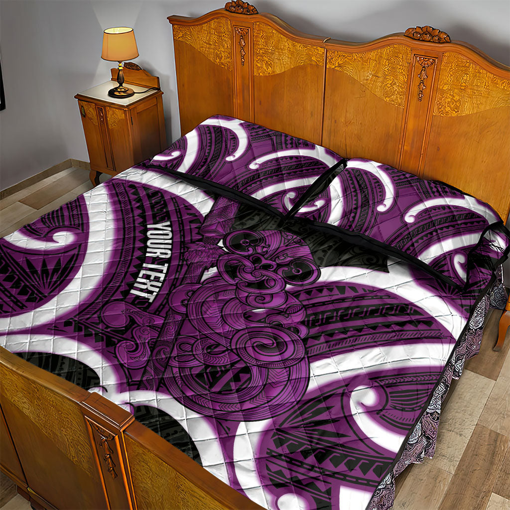 Waiporoporo Aotearoa Atua Tumatauenga Personalised Quilt Bed Set Maori God Of War Tiki With Taiaha LT14 - Polynesian Pride