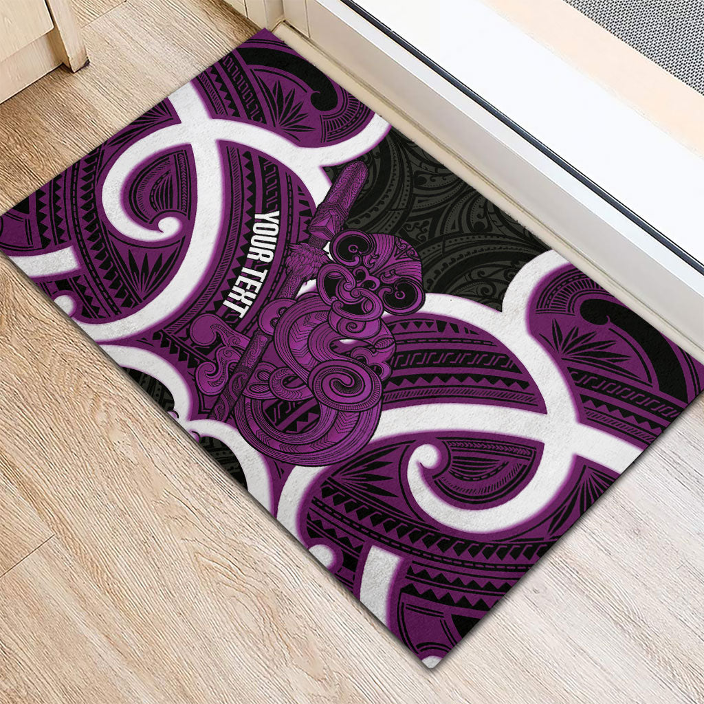 Waiporoporo Aotearoa Atua Tumatauenga Personalised Rubber Doormat Maori God Of War Tiki With Taiaha LT14 - Polynesian Pride