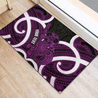 Waiporoporo Aotearoa Atua Tumatauenga Personalised Rubber Doormat Maori God Of War Tiki With Taiaha LT14 - Polynesian Pride