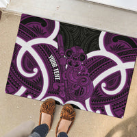 Waiporoporo Aotearoa Atua Tumatauenga Personalised Rubber Doormat Maori God Of War Tiki With Taiaha LT14 - Polynesian Pride