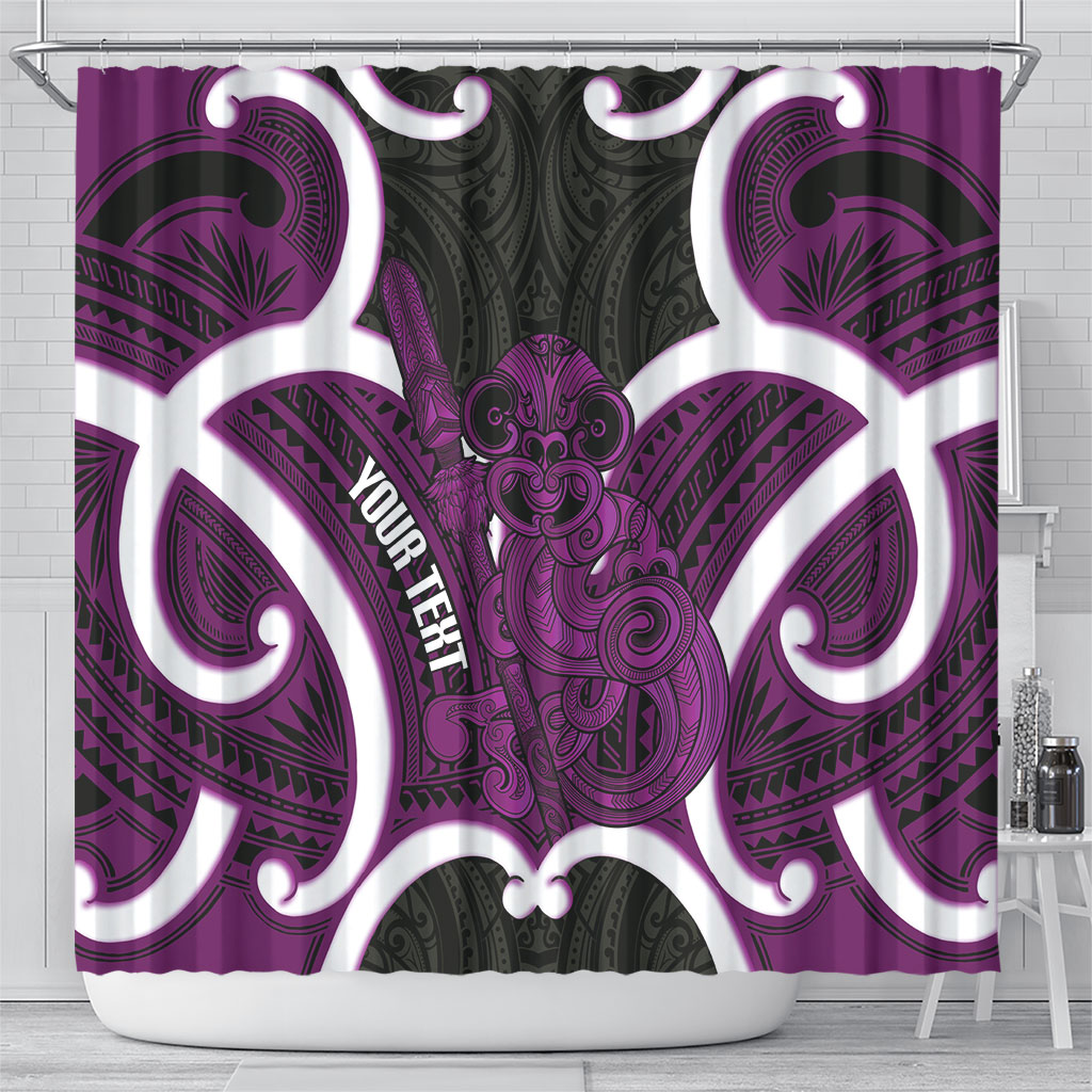 Waiporoporo Aotearoa Atua Tumatauenga Personalised Shower Curtain Maori God Of War Tiki With Taiaha LT14 - Polynesian Pride