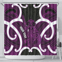 Waiporoporo Aotearoa Atua Tumatauenga Personalised Shower Curtain Maori God Of War Tiki With Taiaha LT14 - Polynesian Pride