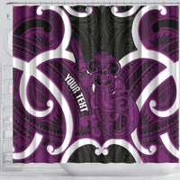 Waiporoporo Aotearoa Atua Tumatauenga Personalised Shower Curtain Maori God Of War Tiki With Taiaha LT14 - Polynesian Pride