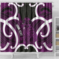 Waiporoporo Aotearoa Atua Tumatauenga Personalised Shower Curtain Maori God Of War Tiki With Taiaha LT14 - Polynesian Pride
