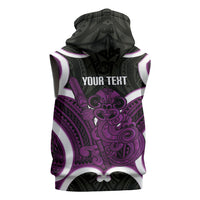 Waiporoporo Aotearoa Atua Tumatauenga Personalised Sleeveless Hoodie Maori God Of War Tiki With Taiaha LT14 - Polynesian Pride