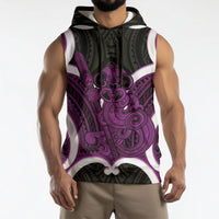 Waiporoporo Aotearoa Atua Tumatauenga Personalised Sleeveless Hoodie Maori God Of War Tiki With Taiaha LT14 - Polynesian Pride