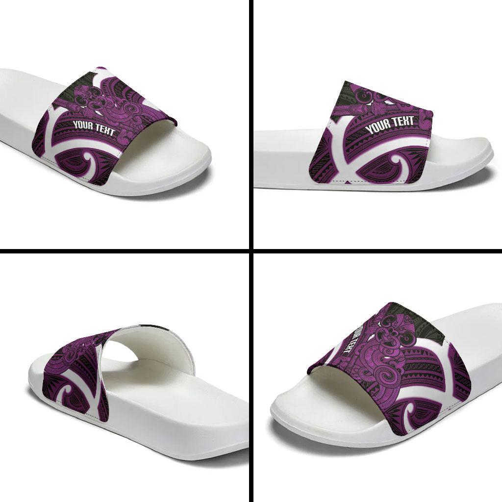 Waiporoporo Aotearoa Atua Tumatauenga Personalised Slide Sandals Maori God Of War Tiki With Taiaha LT14 - Polynesian Pride