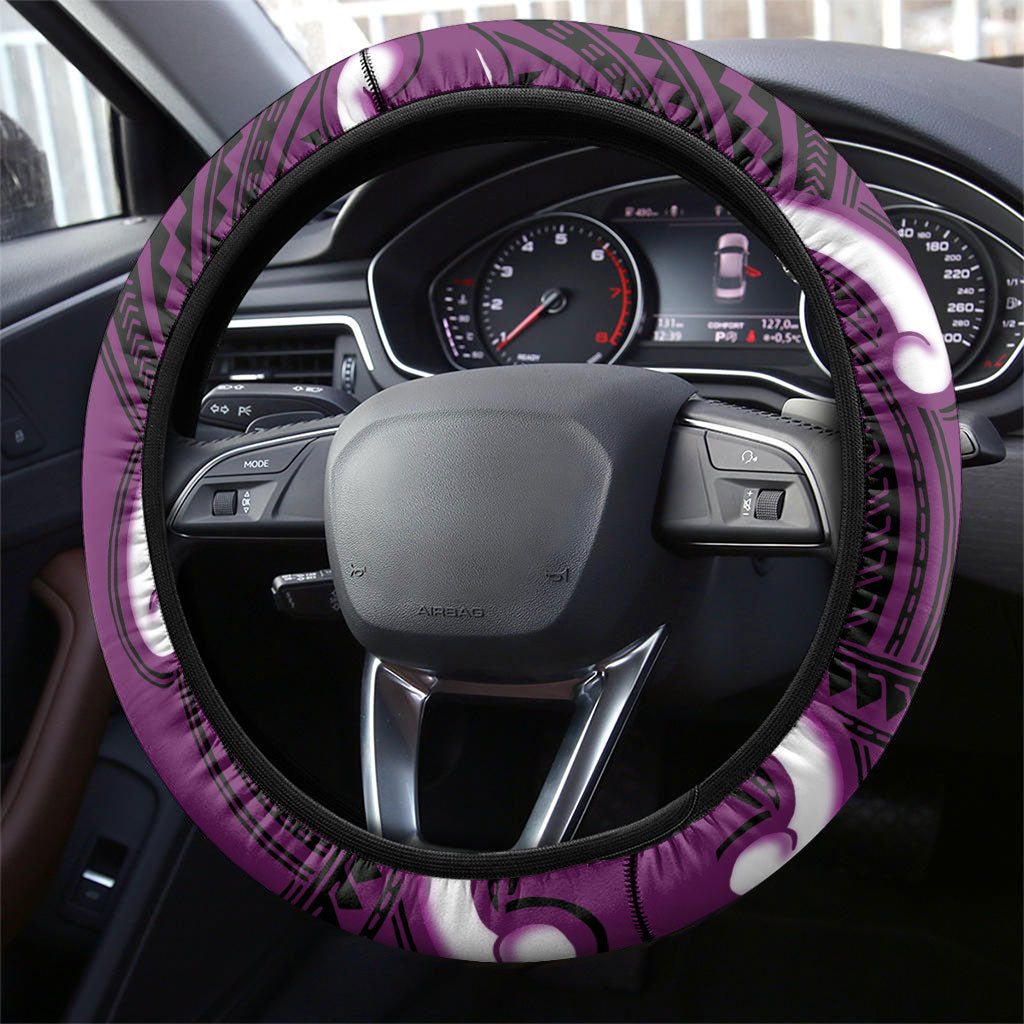 Waiporoporo Aotearoa Atua Tumatauenga Steering Wheel Cover Maori God Of War Tiki With Taiaha LT14 - Polynesian Pride