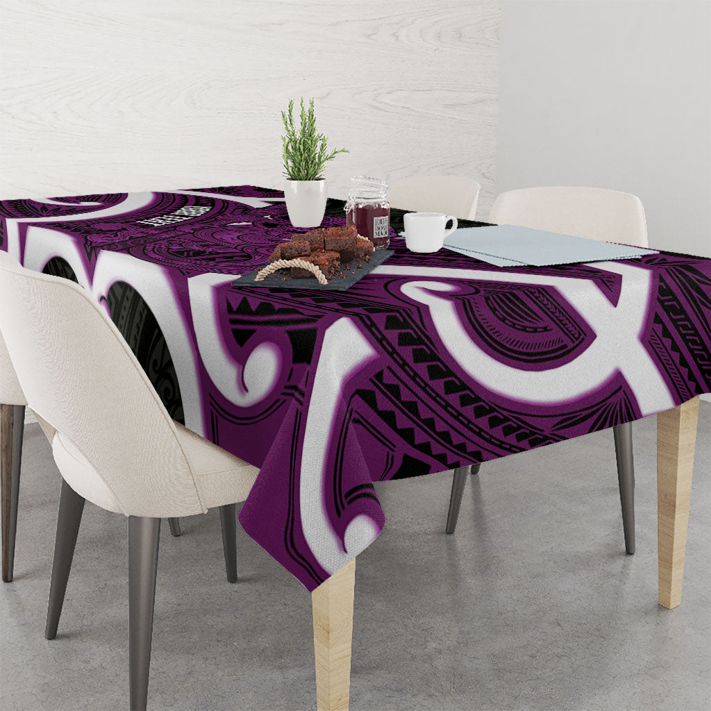 Waiporoporo Aotearoa Atua Tumatauenga Personalised Tablecloth Maori God Of War Tiki With Taiaha LT14 - Polynesian Pride