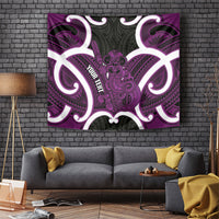 Waiporoporo Aotearoa Atua Tumatauenga Personalised Tapestry Maori God Of War Tiki With Taiaha LT14 Purple - Polynesian Pride