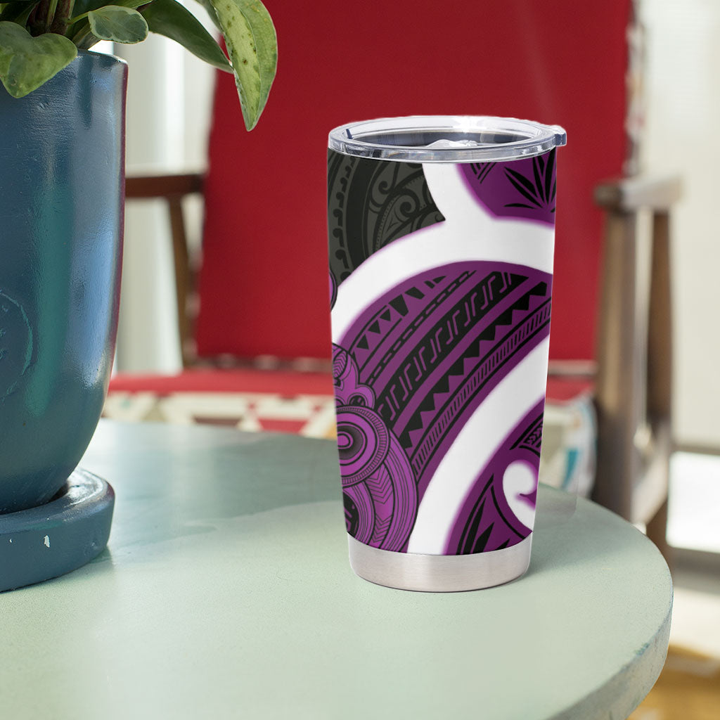Waiporoporo Aotearoa Atua Tumatauenga Tumbler Cup Maori God Of War Tiki With Taiaha LT14 - Polynesian Pride