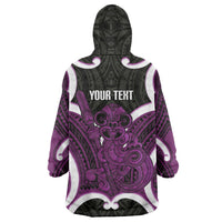 Waiporoporo Aotearoa Atua Tumatauenga Personalised Wearable Blanket Hoodie Maori God Of War Tiki With Taiaha LT14 - Polynesian Pride
