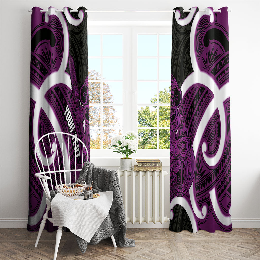 Waiporoporo Aotearoa Atua Tumatauenga Personalised Window Curtain Maori God Of War Tiki With Taiaha LT14 - Polynesian Pride