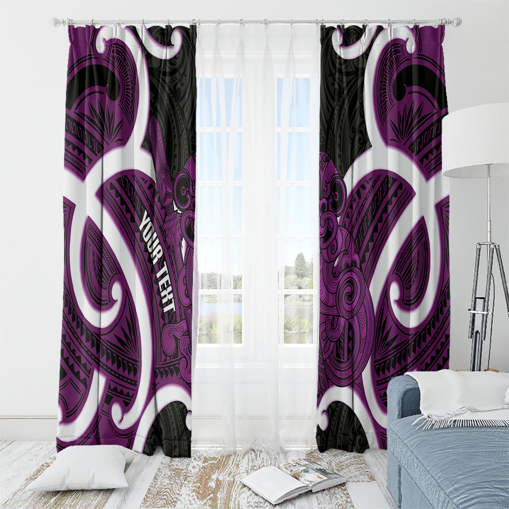Waiporoporo Aotearoa Atua Tumatauenga Personalised Window Curtain Maori God Of War Tiki With Taiaha LT14 - Polynesian Pride