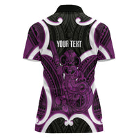 Waiporoporo Aotearoa Atua Tumatauenga Personalised Women Polo Shirt Maori God Of War Tiki With Taiaha LT14 - Polynesian Pride