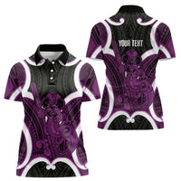 Waiporoporo Aotearoa Atua Tumatauenga Personalised Women Polo Shirt Maori God Of War Tiki With Taiaha LT14 - Polynesian Pride