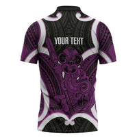 Waiporoporo Aotearoa Atua Tumatauenga Personalised Zipper Polo Shirt Maori God Of War Tiki With Taiaha LT14 - Polynesian Pride