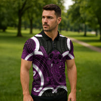 Waiporoporo Aotearoa Atua Tumatauenga Personalised Zipper Polo Shirt Maori God Of War Tiki With Taiaha LT14 - Polynesian Pride