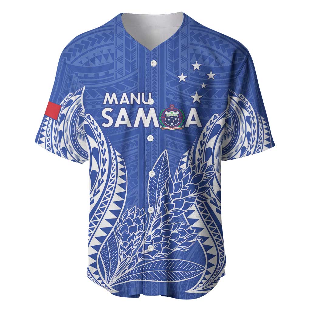 Custom Manu Samoa Rugby 2024 Baseball Jersey Go Champions Samoan Tattoo LT14 Blue - Polynesian Pride