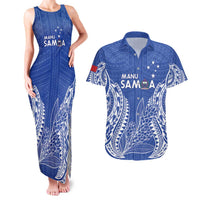 Custom Manu Samoa Rugby 2024 Couples Matching Tank Maxi Dress and Hawaiian Shirt Go Champions Samoan Tattoo LT14 Blue - Polynesian Pride