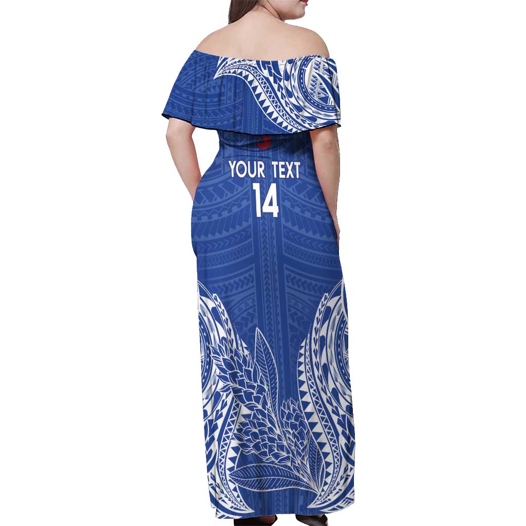 Custom Manu Samoa Rugby 2024 Off Shoulder Maxi Dress Go Champions Samoan Tattoo LT14 - Polynesian Pride