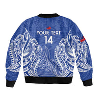 Custom Manu Samoa Rugby 2024 Sleeve Zip Bomber Jacket Go Champions Samoan Tattoo
