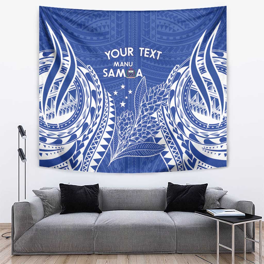 Custom Manu Samoa Rugby 2024 Tapestry Go Champions Samoan Tattoo LT14 Blue - Polynesian Pride