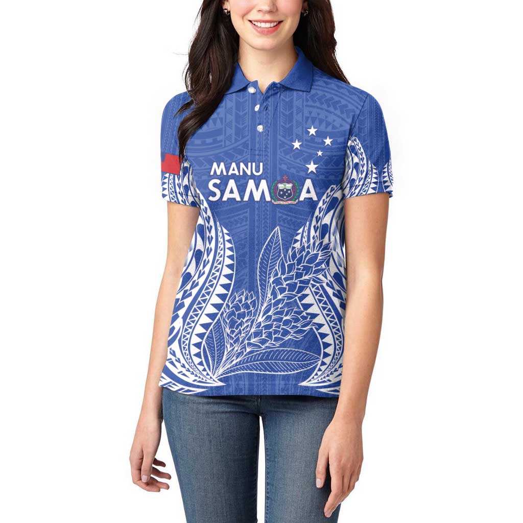 Custom Manu Samoa Rugby 2024 Women Polo Shirt Go Champions Samoan Tattoo LT14 - Polynesian Pride