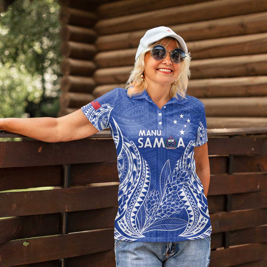 Custom Manu Samoa Rugby 2024 Women Polo Shirt Go Champions Samoan Tattoo LT14 - Polynesian Pride