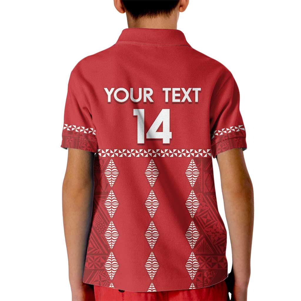 Custom Tonga Rugby 2024 Kid Polo Shirt Go Champions Ikale Tahi Ngatu Pattern LT14 - Polynesian Pride