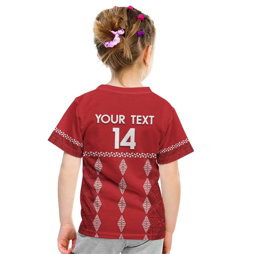 Custom Tonga Rugby 2024 Kid T Shirt Go Champions Ikale Tahi Ngatu Pattern LT14 - Polynesian Pride