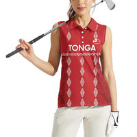 Custom Tonga Rugby 2024 Women Sleeveless Polo Shirt Go Champions Ikale Tahi Ngatu Pattern LT14 - Polynesian Pride