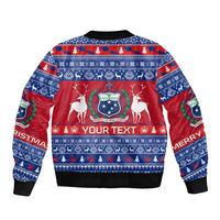 Personalised Samoa Christmas Bomber Jacket Samoan Coat Of Arms Manuia Le Kirisimas LT14 - Polynesian Pride