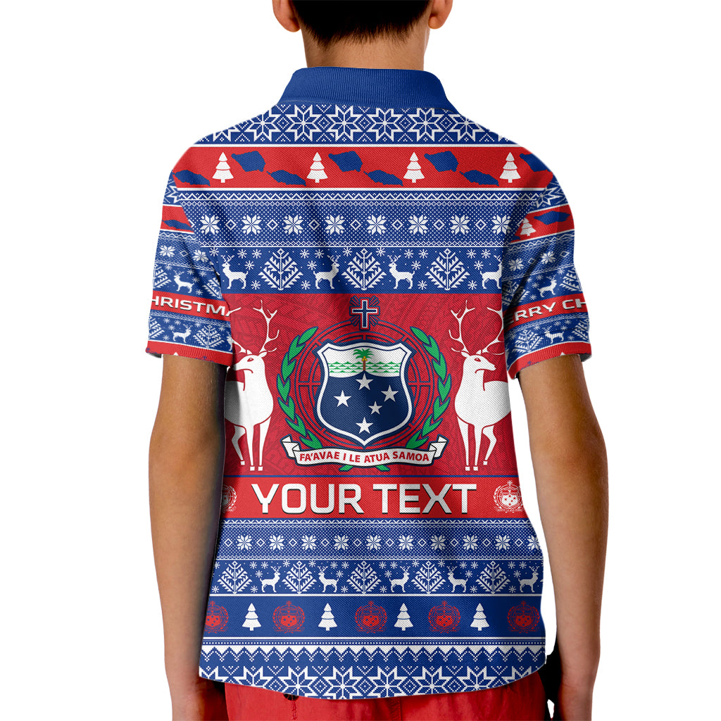 Personalised Samoa Christmas Kid Polo Shirt Samoan Coat Of Arms Manuia Le Kirisimas LT14 - Polynesian Pride