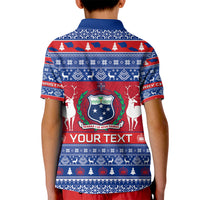 Personalised Samoa Christmas Kid Polo Shirt Samoan Coat Of Arms Manuia Le Kirisimas LT14 - Polynesian Pride