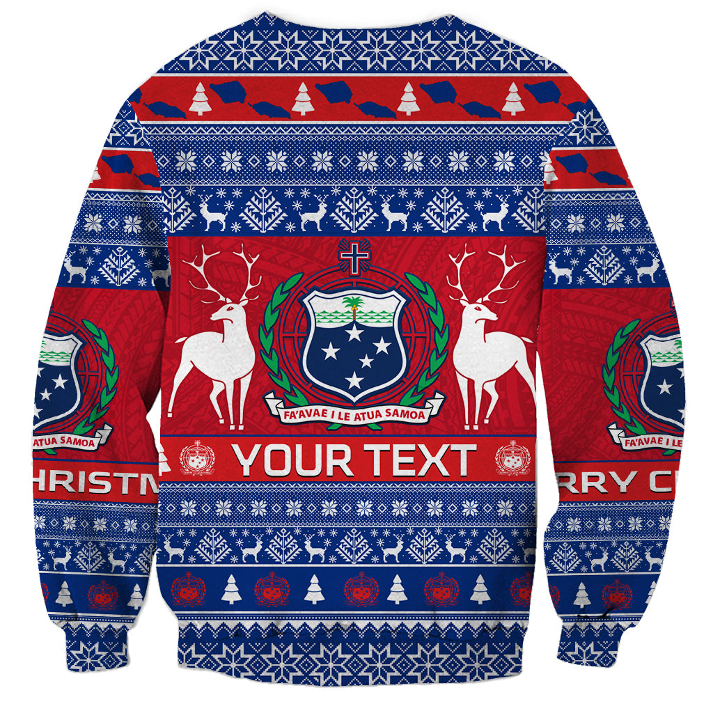 Personalised Samoa Christmas Sweatshirt Samoan Coat Of Arms Manuia Le Kirisimas LT14 - Polynesian Pride