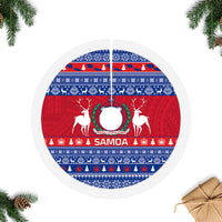 Samoa Christmas Tree Skirt Samoan Coat Of Arms Manuia Le Kirisimas LT14 Fringed Tree Skirts Blue - Polynesian Pride