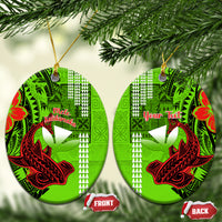 Personalised Hawaii Christmas Ceramic Ornament Mele Kalikimaka Kakau Polynesian Shark Tattoo LT14 - Polynesian Pride