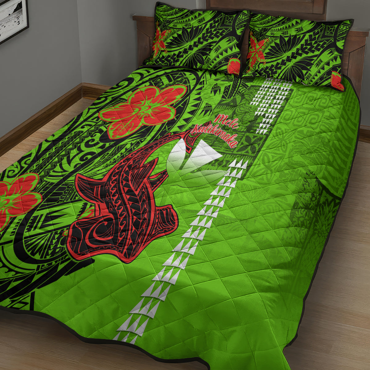 Personalised Hawaii Christmas Quilt Bed Set Mele Kalikimaka Kakau Polynesian Shark Tattoo LT14 - Polynesian Pride