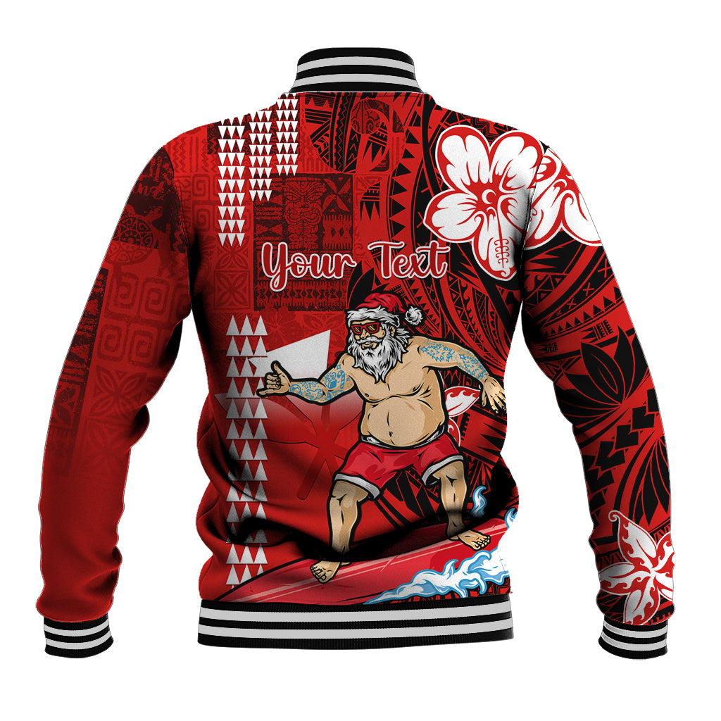 Personalised Hawaii Christmas Baseball Jacket Mele Kalikimaka Surfing Santa Claus LT14 - Polynesian Pride
