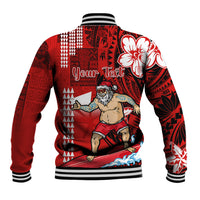 Personalised Hawaii Christmas Baseball Jacket Mele Kalikimaka Surfing Santa Claus LT14 - Polynesian Pride