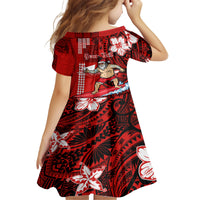 Personalised Hawaii Christmas Kid Short Sleeve Dress Mele Kalikimaka Surfing Santa Claus LT14 - Polynesian Pride